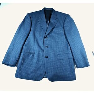 Tom James Blazer Mens 42R Wool Navy Plaid Suit Jacket Sport Coat Innocenti